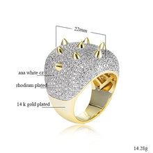 Load image into Gallery viewer, VANAXIN Cool Punk Rings Luxury Jewelry Big Rings For Women Cubic Zirconia Ring Gold Color Self-Defense Party Gift Cocktail Ring
