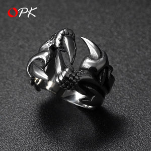 Cool dragon claw men ring hip hop cold ring tritium gas trampoline male personality single self-defense titanium steel food ring