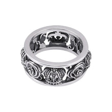 Load image into Gallery viewer, Retro Punk Style S925 Sterling Silver Ring Geometric Hollow Character Crown Cross Ring Self Defense Ring For Men And Women