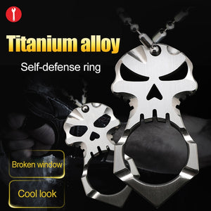 Titanium Alloy Stainless Steel Skull Self-defense Ring Self-protection For Men And Women Cool Jewelry Emergency Broken Window