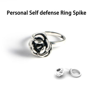 Women Outdoor Personal Self defense Rose Ring with Spike Anti-wolf Protect yourself Metal Barbed Rose Ring Broken Window