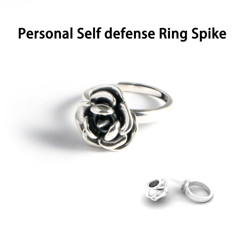 Women Outdoor Personal Self defense Rose Ring with Spike Anti-wolf