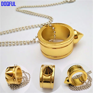 20pcs/lot Emergency Survival Finger Ring Bead Chain Necklace Self Defense Weapon Multifunction Protective Fashion Jewelry Golden